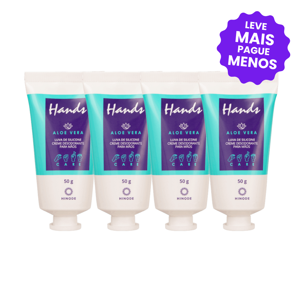 Kit 4 Miniaturas Luvas De Silicone Aloe Vera Hands 50g