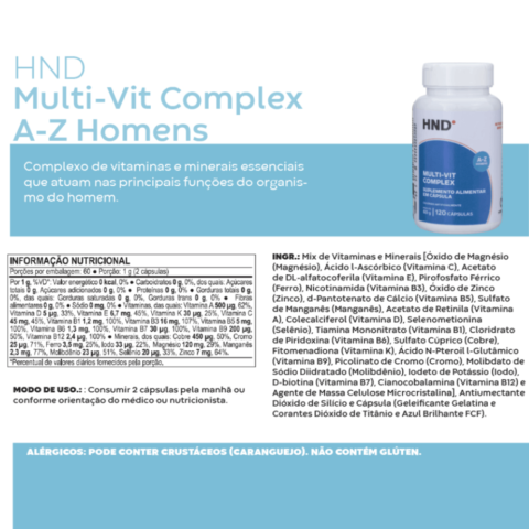 Suplemento Alimentar Mult-Vit Complex Homem 120 cápsulas