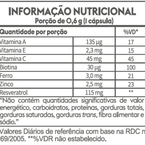 Suplemento Alimentar Resveratrol Complex 18g com 30 Cápsulas